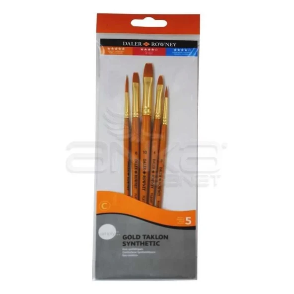 Daler Rowney Simply Gold Taklon Synthetic 5li Fırça Seti Kod:501 ürün görseli 1