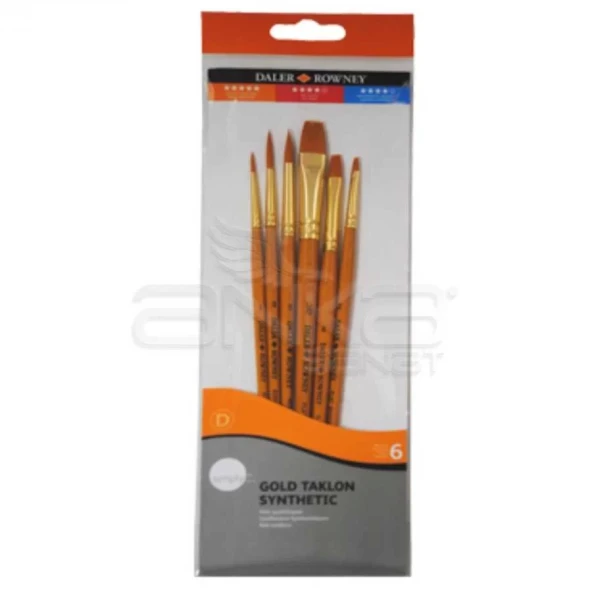 Daler Rowney Simply Gold Taklon Synthetic 6lı Fırça Seti Kod:600 ürün görseli 1
