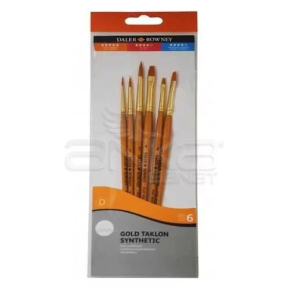 Daler Rowney Simply Gold Taklon Synthetic 6lı Fırça Seti Kod:601 ürün görseli 1