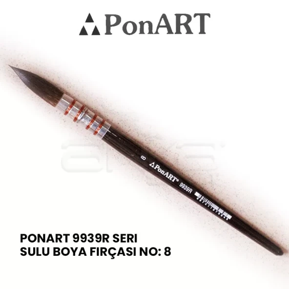 Ponart 9939R Seri Sulu Boya Fırçası No: 8 ürün görseli 1