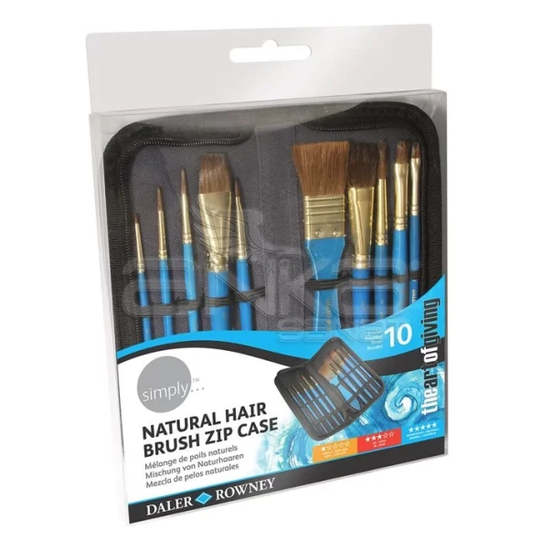 Daler Rowney Simply Natural Hair Sulu Boya Fırça Seti 10lu ürün görseli 1