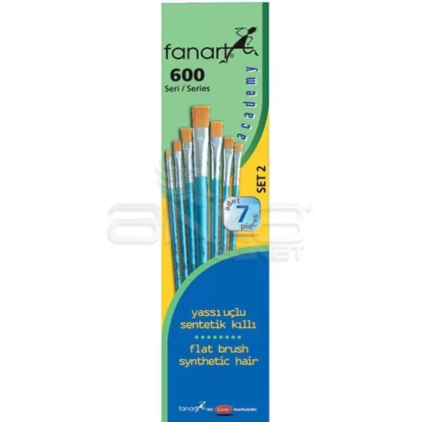 Fanart Academy Seri 600 Yassı Uçlu Fırça Seti No:2 7li ürün görseli 1