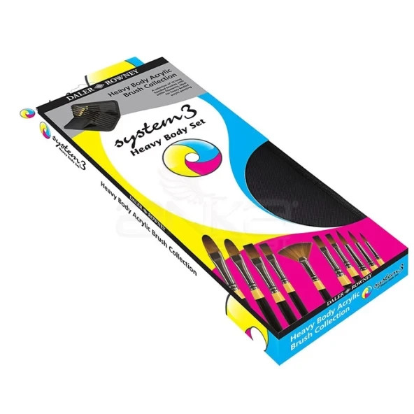 Daler Rowney System 3 Brush Heavy Body Zip Cases Uzun Saplı Sentetik Fırça 10lu 281300111 ürün görseli 1