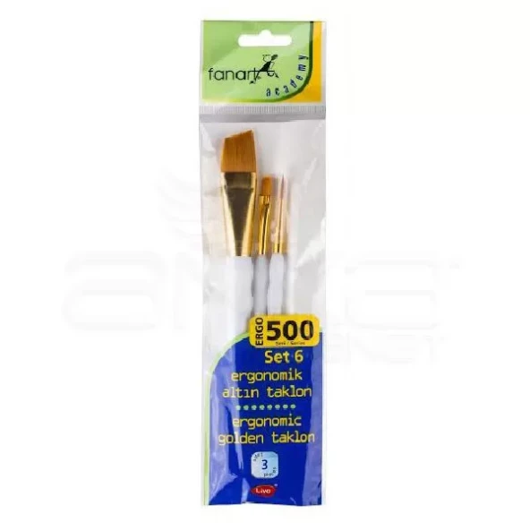 Fanart Ergonomik Altın Taklon Fırça Seti 500 Seri 3lü Set 6 ürün görseli 1