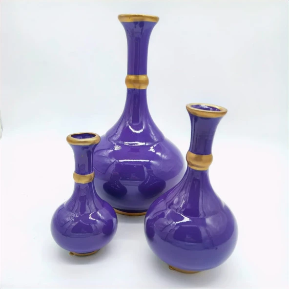 Crearthome 3 lü Mor Dekoratif Vazo 32-21-18 cm Kermanhome1 ürün görseli 1