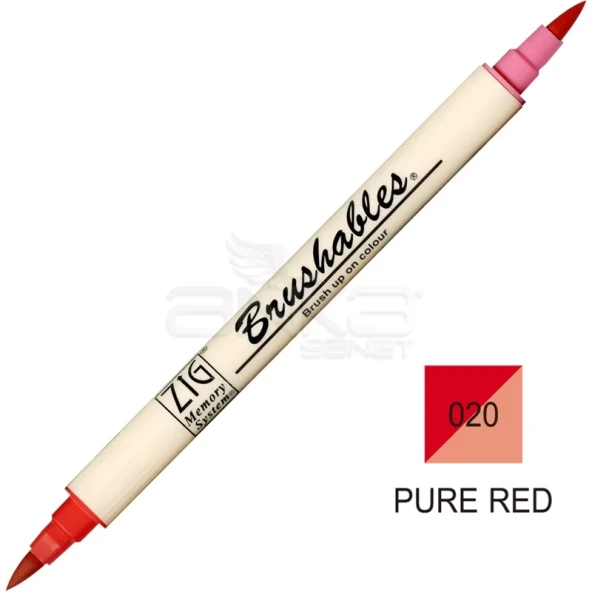 Zig Brushables 2 Renk Tonu Fırça Uçlu Marker Kalem 020 Pure Red ürün görseli 1