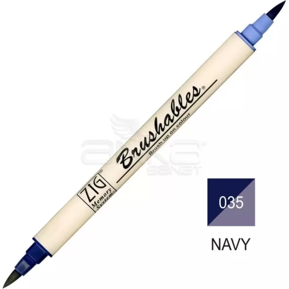 Zig Brushables 2 Renk Tonu Fırça Uçlu Marker Kalem 035 Navy ürün görseli 1