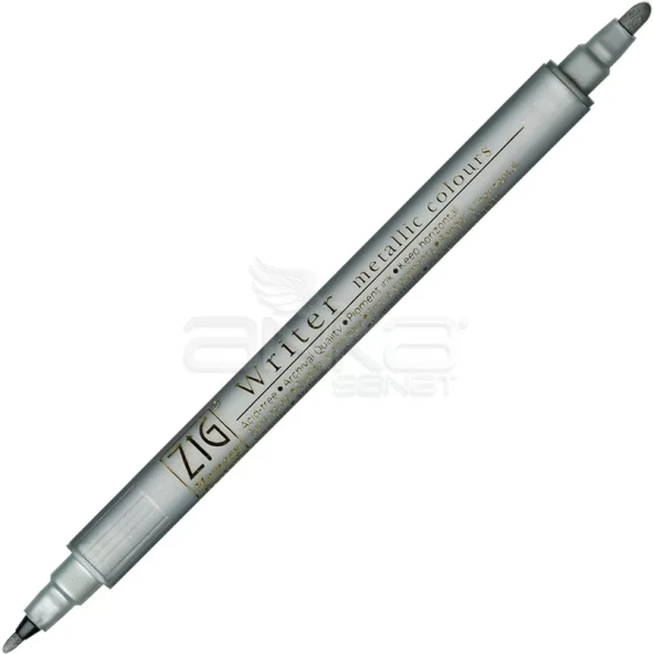 Zig Writer Metallic Colours Çift Uçlu Marker Kalem 102 Silver ürün görseli 1