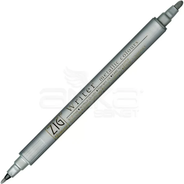 Zig Writer Metallic Colours Çift Uçlu Marker Kalem 102 Silver - Resim 2