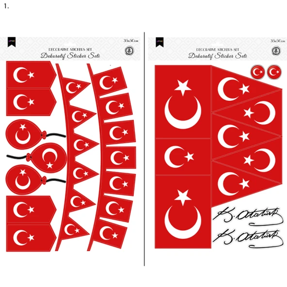 Dekoratif Milli Bayramlar Sticker Set 35x50 cm 2 li ürün görseli 1