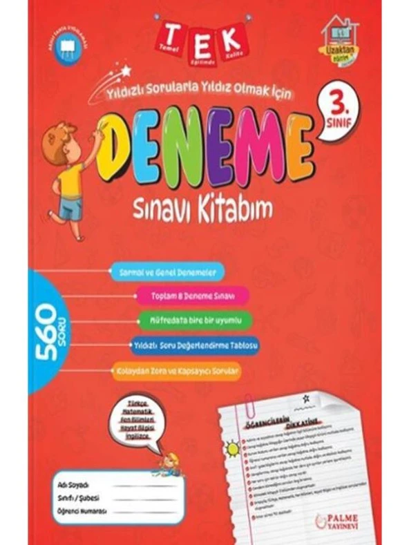 PALME 3.SINIF TEK DENEME SINAVI KİTABIM ürün görseli 1