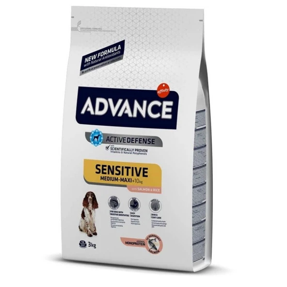 Advance Somonlu ve Pirinçli Hassas Yetişkin Köpek Maması 3kg ürün görseli 1