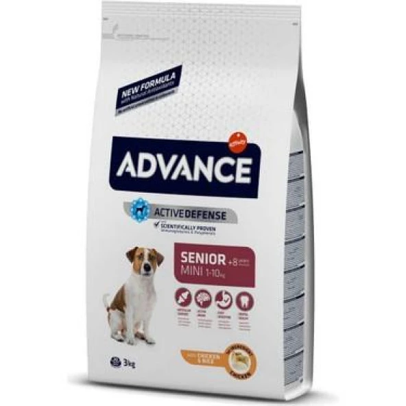 Advance Mini Senior Tavuklu ve Pirinçli Yaşlı Köpek Maması 3kg ürün görseli 1
