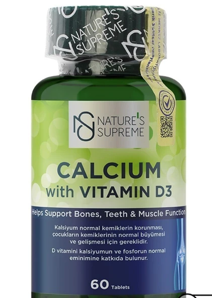 Nature's Supreme Calcium with Vitamin D3 60 Tablet ürün görseli 1