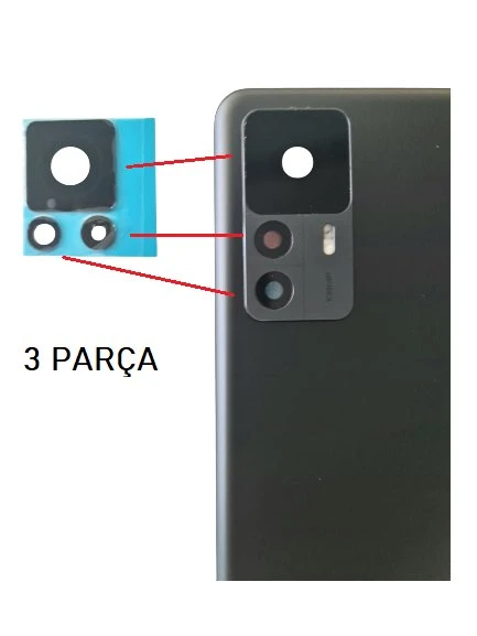 Tkgz Xiaomi Mi 12T Arka Kamera Camı Lens Yapışkanlı ürün görseli 1