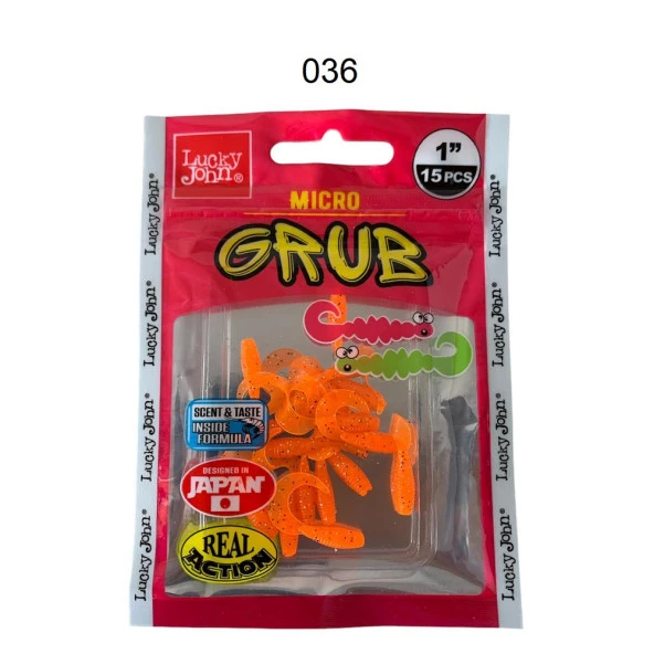 Lucky John Micro Grub 1'' (2.5cm) Silikon Yem 15'li Paket 036 ürün görseli 1