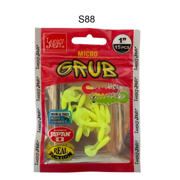 Lucky John Micro Grub 1'' (2.5cm) Silikon Yem 15'li Paket S88 ürün görseli 1
