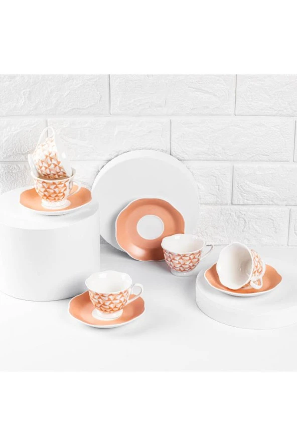 Tantitoni 6LI PINK WIND NEW BONE KAHVE FİNCAN TAKIMI ürün görseli 1
