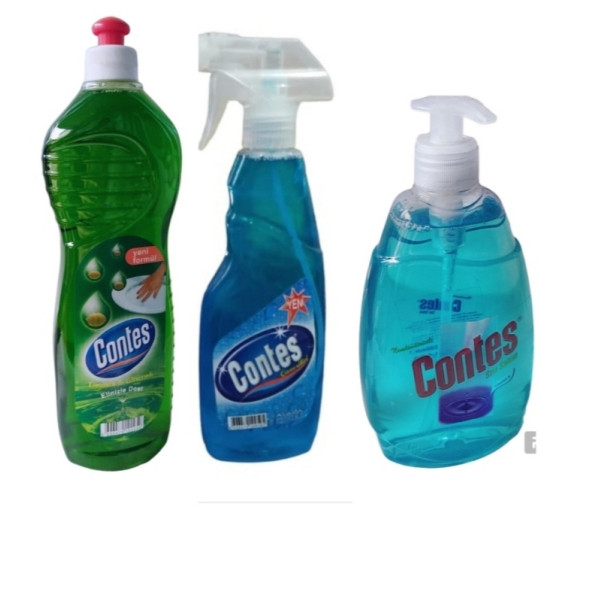 Contes Bulaşık Deterjanı 750 ml & Contes Camsil 500 ml & Contes Sıvı El Sabunu 500 ml. ürün görseli 1