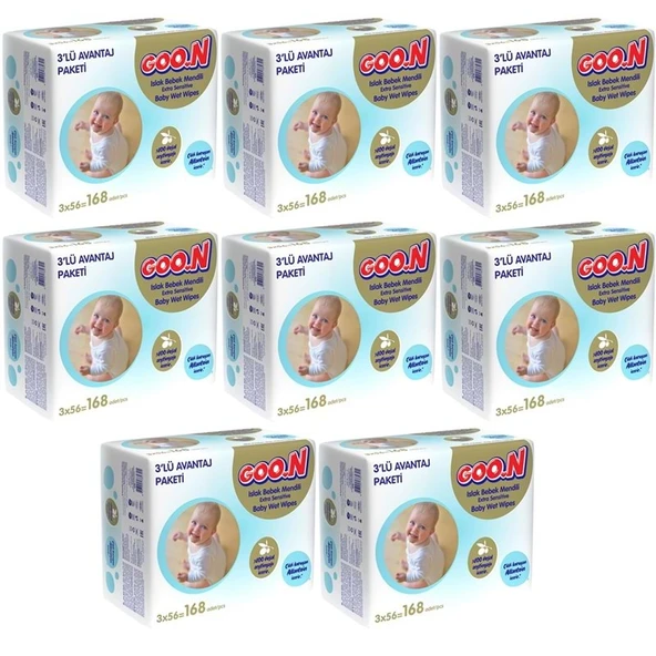 Goon Islak Havlu Mendil 56 Yaprak Sensitive Hassas Cilt 24 Lü Set (8PK*3) 1344 Yaprak ürün görseli 1