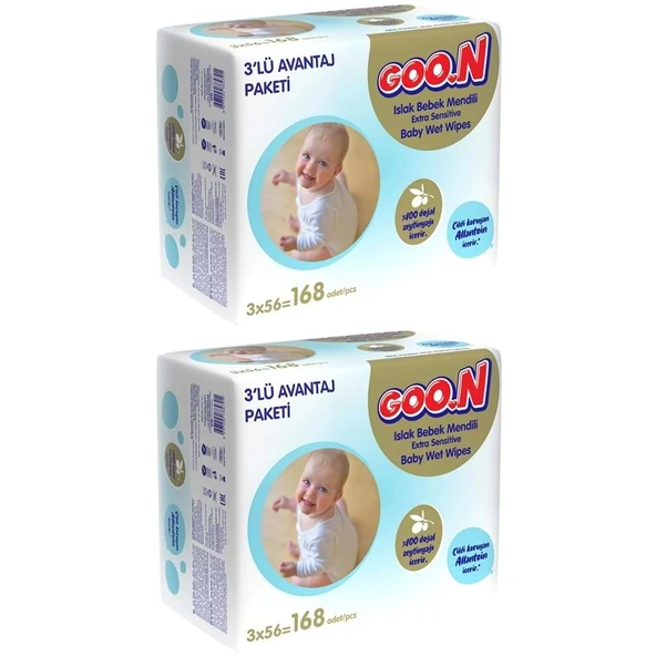 Goon Islak Havlu Mendil 56 Yaprak Sensitive Hassas Cilt 6 Lı Set (2PK*3) 336 Yaprak ürün görseli 1