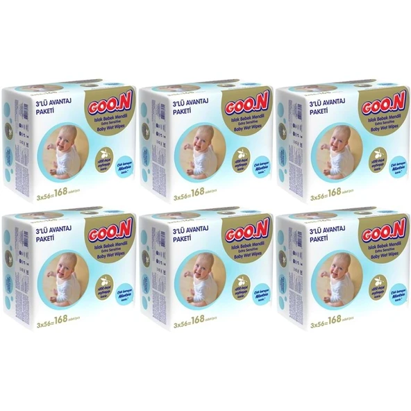 Goon Islak Havlu Mendil 56 Yaprak Sensitive Hassas Cilt 18 Li Set (6PK*3) 1008 Yaprak ürün görseli 1