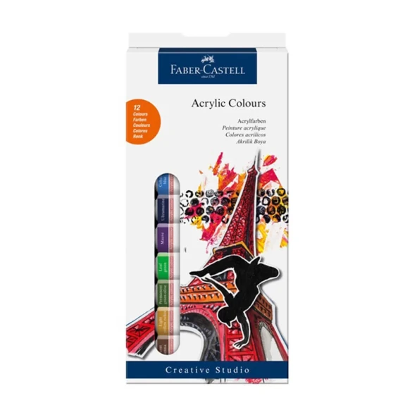 Faber Castell Akrilik Tüp Boya 12 Renk 169501 ürün görseli 1