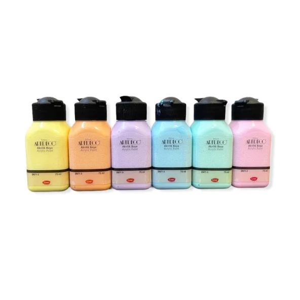 ARTDECO 70I-AS2 AKRİLİK BOYA PASTEL RENKLER SETİ 6x75ml ürün görseli 1