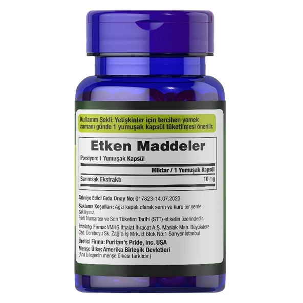 Puritan's Pride Odorless Garlic Extract 1000 Mg 100 Kapsül - Resim 2