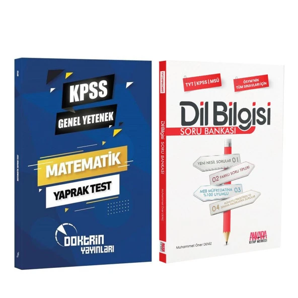 Doktrin KPSS Matematik Yaprak Test ve AKM Dil Bilgisi Soru Bankası Seti 2 Kitap ürün görseli 1