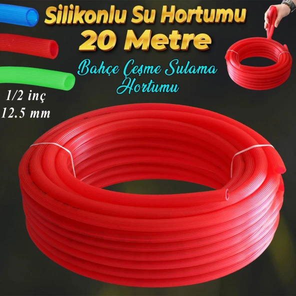 Bahçe Çeşme Su Hortumu İç Çap 1/2 Naturel Silikonlu Sulama Araç Yıkama Hortum 20 Metre ürün görseli 1