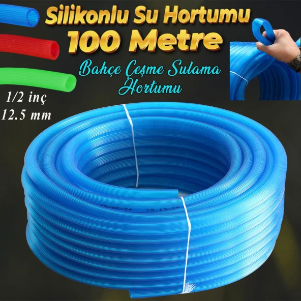 Bahçe Çeşme Su Hortumu İç Çap 1/2 Naturel Silikonlu Sulama Araç Yıkama Hortum 100 Metre ürün görseli 1