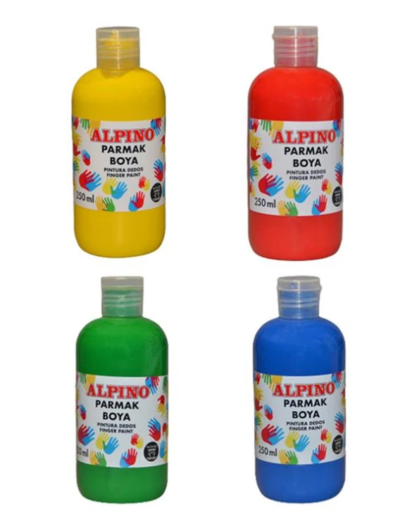 Alpino Parmak Boyası Kırmızı Mavi Yeşil Sarı 250ml Set ürün görseli 1