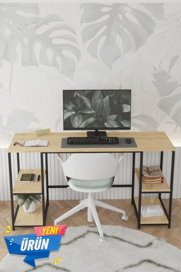 140x50 cm Metal Çalışma Bilgisayar Ofis Masası Kitaplıklı ürün görseli 1