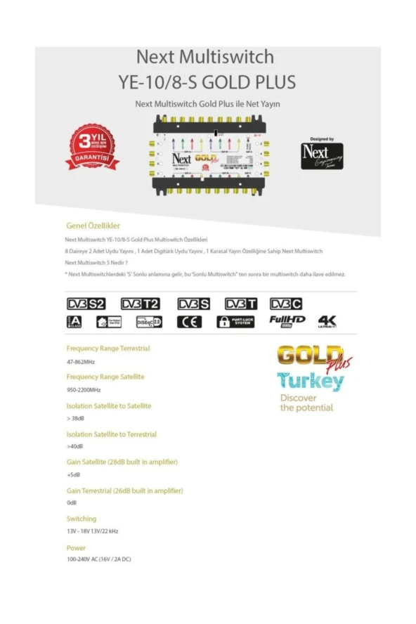 YE-10/8 Sonlu Multiswitch + Adaptör - Resim 2