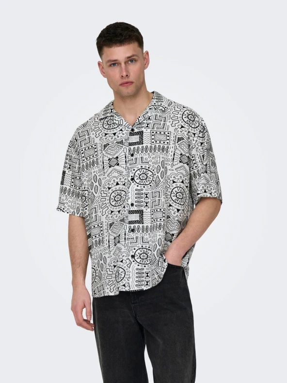 ONLY&SONS Erkek Rahat Kesim Desenli Yazlık Gömlek 22028514 ürün görseli 1