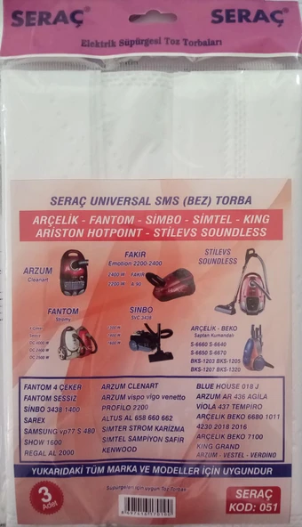 ELEKTRİKLİ SÜPÜRGE TOZ TORBASI KOD 051 ürün görseli 1