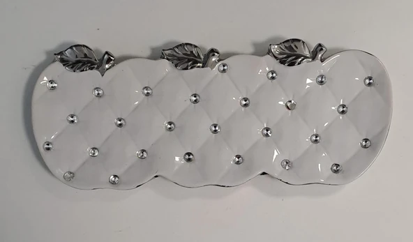 SADO KRİSTAL TAŞLI TEPSİ ELMA DESEN ( 35 x 14,5 cm ) ürün görseli 1