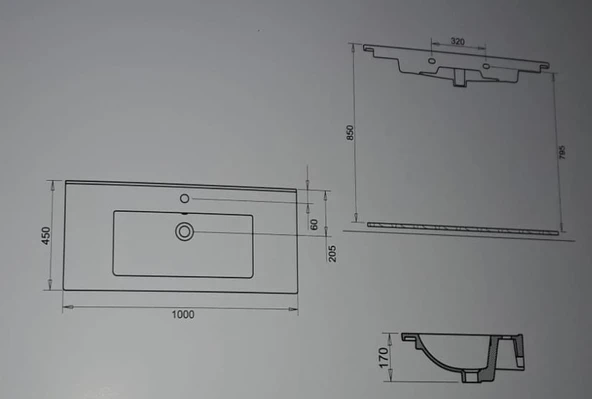 BELLA ETEJERLİ LAVABO 100cm TURAVİT - Resim 2