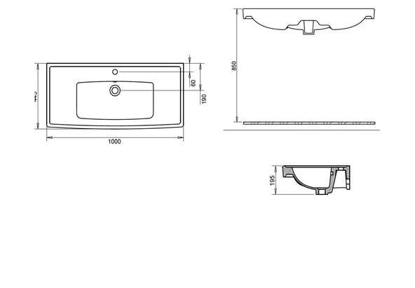 SAFİR ETEJERLİ LAVABO 100cm TURAVİT - Resim 3