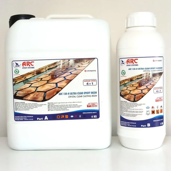 ARC150 ULTRA ŞEFFAF DÖKÜM TİPİ PARLAK EPOKSİ REÇİNE 5 KG SET ürün görseli 1