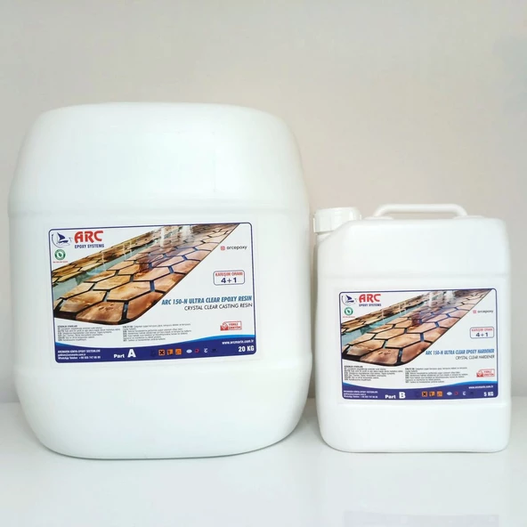 ARC150 ULTRA ŞEFFAF DÖKÜM TİPİ PARLAK EPOKSİ REÇİNE 25 KG SET ürün görseli 1