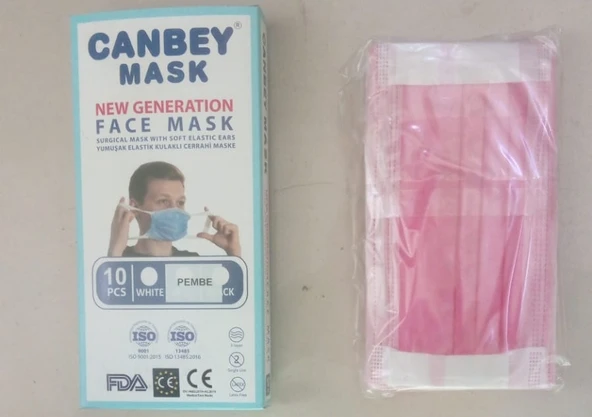 CANBEY MEDİKAL MASKE PEMBE ( 1 PAKET - 10 ADETTİR ) ürün görseli 1
