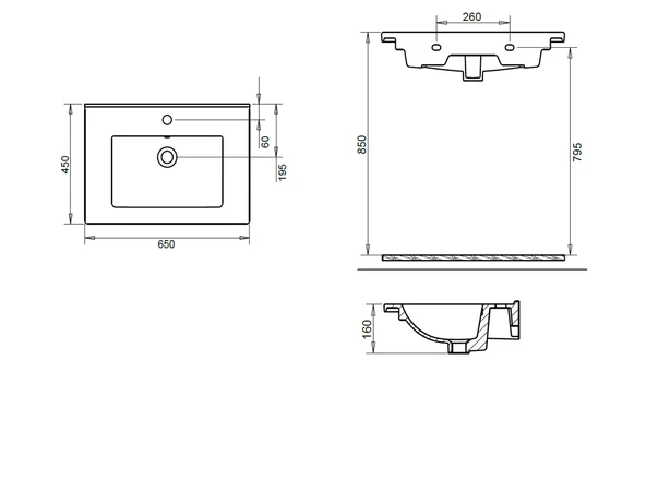 BELLA ETEJERLİ LAVABO 65cm TURAVİT - Resim 2