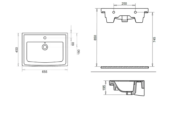 SAFİR ETEJERLİ LAVABO 65cm TURAVİT - Resim 2