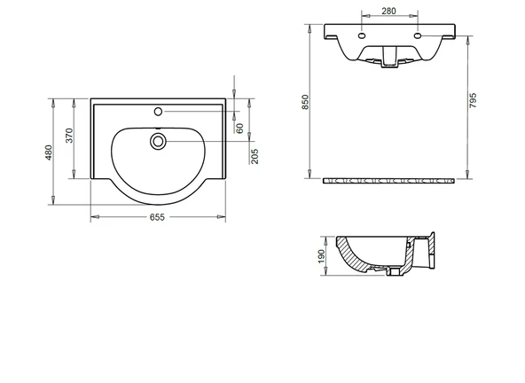 YAKAMOZ ETEJERLİ LAVABO 65cm TURAVİT - Resim 2