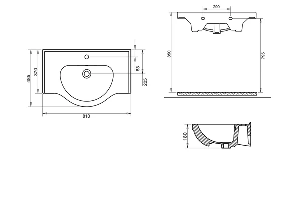 YAKAMOZ ETEJERLİ LAVABO 80cm TURAVİT - Resim 2