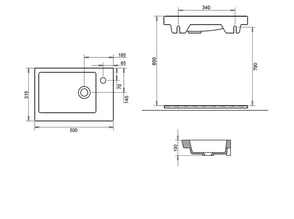 İDA ETEJERLİ LAVABO 32X50cm TURAVİT - Resim 2