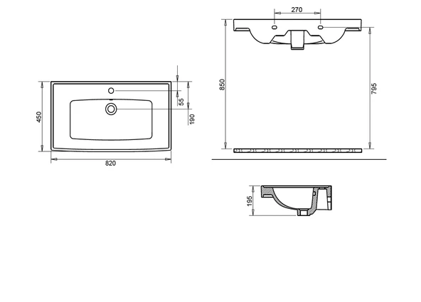 SAFİR ETEJERLİ LAVABO 80cm TURAVİT - Resim 2