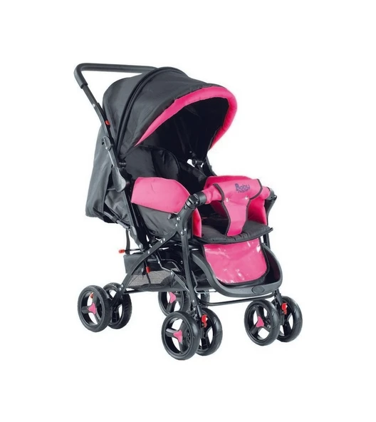 BH-603 13 BABYHOPE PUSET ( PEMBE - SİYAH ) BEBEK ARABASI ürün görseli 1